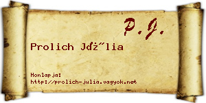 Prolich Júlia névjegykártya